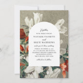 Elegante Rustic Florals Terracotta Wedding Einladung (Vorderseite)