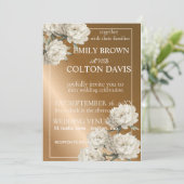 Elegante Rustic Goldene Hochzeit mit Blume Einladung (Stehend Vorderseite)