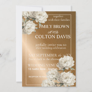 Elegante Rustic Goldene Hochzeit mit Blume Einladung