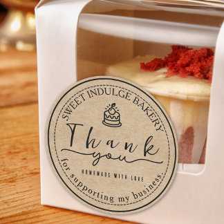 Elegante Rustic Kraft Bäckerei Vielen Dank Runder Aufkleber