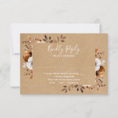 Elegante Rustic Kraft Fall Floral Wedding RSVP Karte (Vorderseite)