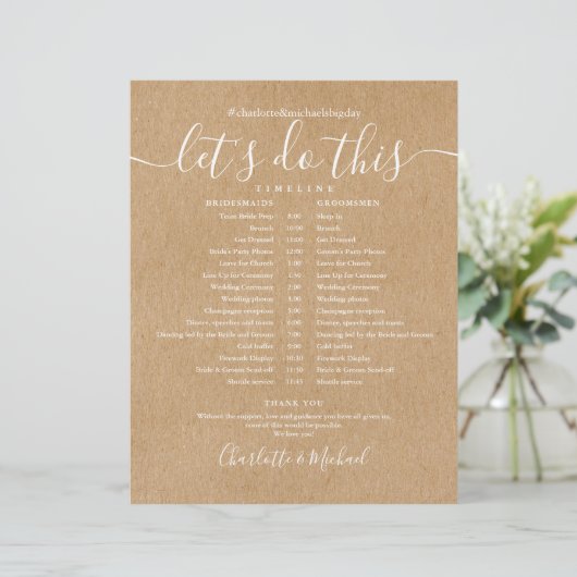 Elegante Rustic Kraft Hochzeitsplanung (Stehend Vorderseite)