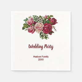 Elegante Rustic Maroon/Burgund Rose Wedding Party Serviette