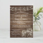 Elegante Rustic Mason Jar Lights Hochzeitskarte Einladung (Stehend Vorderseite)