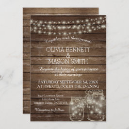 Elegante Rustic Mason Jar Lights Hochzeitskarte Einladung