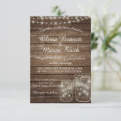 Elegante Rustic Mason Jar Lights Hochzeitskarte Einladung (Stehend Vorderseite)