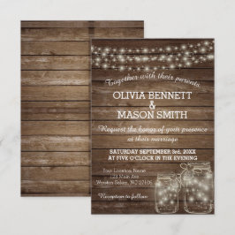 Elegante Rustic Mason Jar Lights Wedding Card Einladung