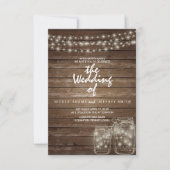 Elegante Rustic Mason Jar Lights Wedding Card Einladung (Vorderseite)