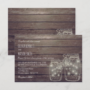 Elegante Rustic Mason Jar Sangria Wedding Card Einladung
