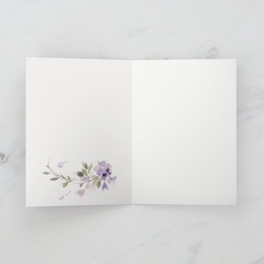 Elegante Rustic Meadow Lilac Floral Wreath Wedding Dankeskarte (Innenseite)