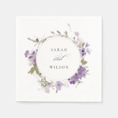 Elegante Rustic Meadow Lilac Floral Wreath Wedding Serviette (Vorderseite)
