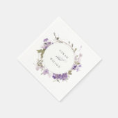 Elegante Rustic Meadow Lilac Floral Wreath Wedding Serviette (Ecke)