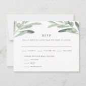 Elegante Rustic Olive Watercolor Wedding RSVP Card Einladung (Vorderseite)