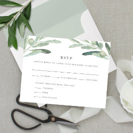 Elegante Rustic Olive Watercolor Wedding RSVP Card Einladung