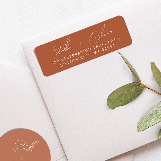 Elegante Rustic Terracotta Calligraphy Address