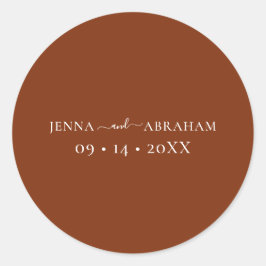Elegante Rustic Terracotta Hochzeiten Umschlag Auf Runder Aufkleber