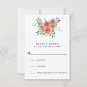 Elegante Rustic Watercolor Floral Wedding RSVP Car (Vorderseite)