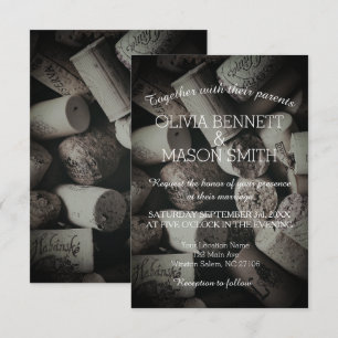 Elegante Rustic Wine Cork Wedding Card Einladung