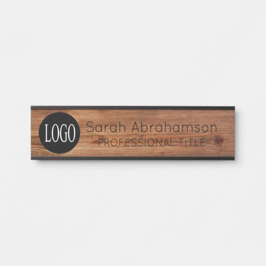 Elegante Rustic Wood Logo Office Türschilder Türschild (Vorderseite )