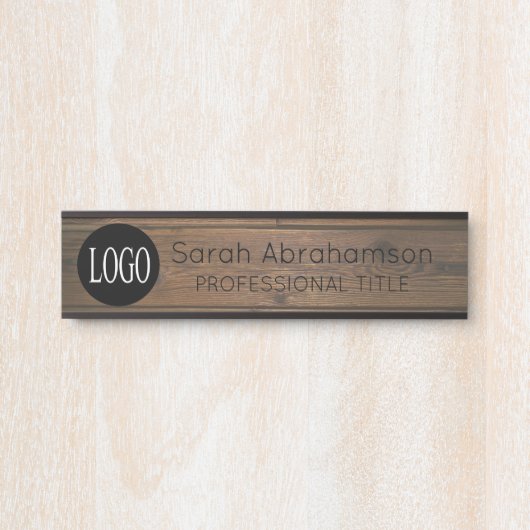 Elegante Rustic Wood Logo Office Türschilder Türschild (Vorderseite )