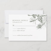 Elegante Rustic Woodland Pine Wedding RSVP Card Karte (Vorderseite)