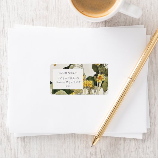 Elegante rustikal-gelbe daffodil-Blumenadresse Adressaufkleber (Insitu)