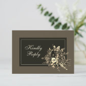 Elegante Rustikal getrocknete dunkelbraune Hochzei RSVP Karte (Stehend Vorderseite)