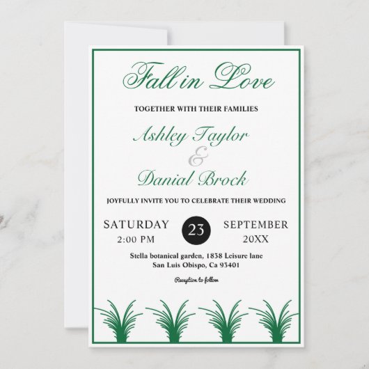 Elegante Rustikal Green Grass Boho Frame Hochzeit  Einladung (Vorderseite)