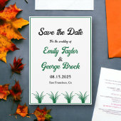 Elegante Rustikal Green Grass Boho Frame Hochzeit  Save The Date
