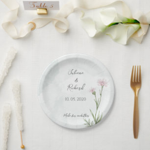 Elegante rustikal rosa, rosafarbene, bläserne Papi Pappteller