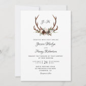 Elegante Rustikale Antler Hochzeit Einladung (Vorderseite)