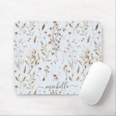 Elegante rustikale Aquarellbraun Blume Blätter Mousepad (Mit Mouse)