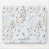 Elegante rustikale Aquarellbraun Blume Blätter Mousepad (Vorne)