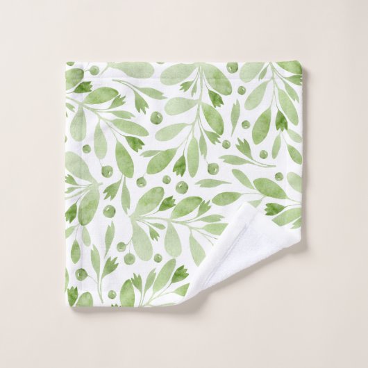 Elegante rustikale Aquarellfarben-Blätter zeigen G Badhandtuch Set (Waschlappen)