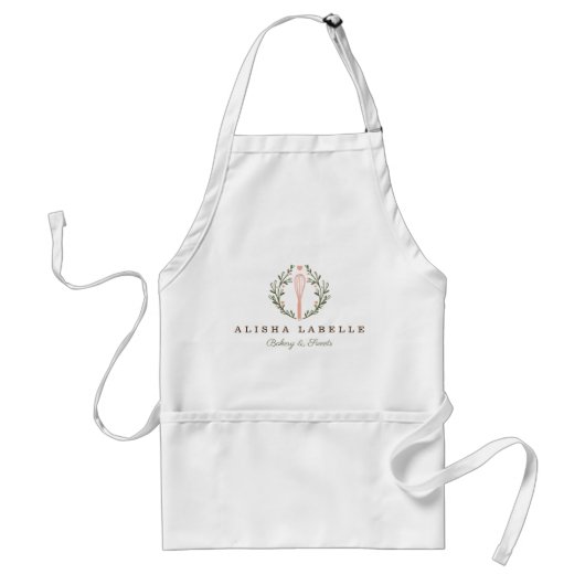 Elegante Rustikale Bäckerei Whisk Logo Erwachsene Schürze (Vorne)