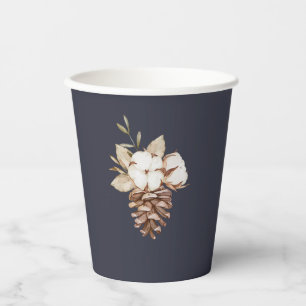 Elegante Rustikale Baumwolle & Pinecone Weihnachte Pappbecher