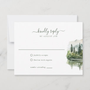Elegante Rustikale Bergwelt Hochzeit RSVP Karte