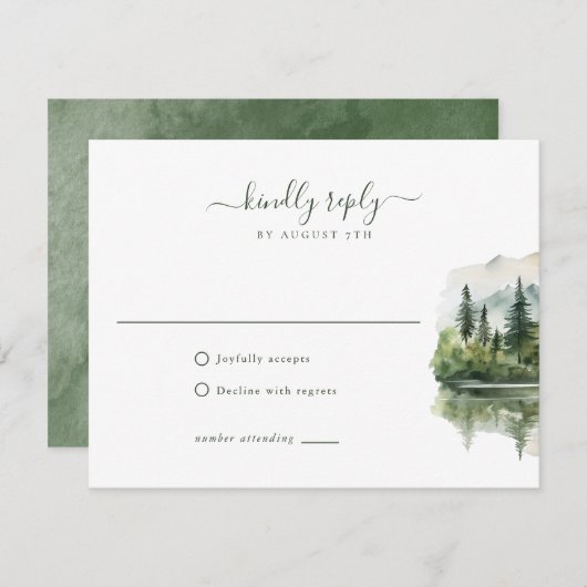 Elegante Rustikale Bergwelt Hochzeit RSVP Karte (Vorne/Hinten)
