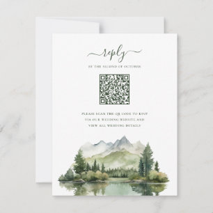Elegante rustikale Bergwelt QR Code Hochzeit RSVP Karte