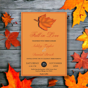 Elegante rustikale Blätter Burnt Orange Hochzeit i Einladung