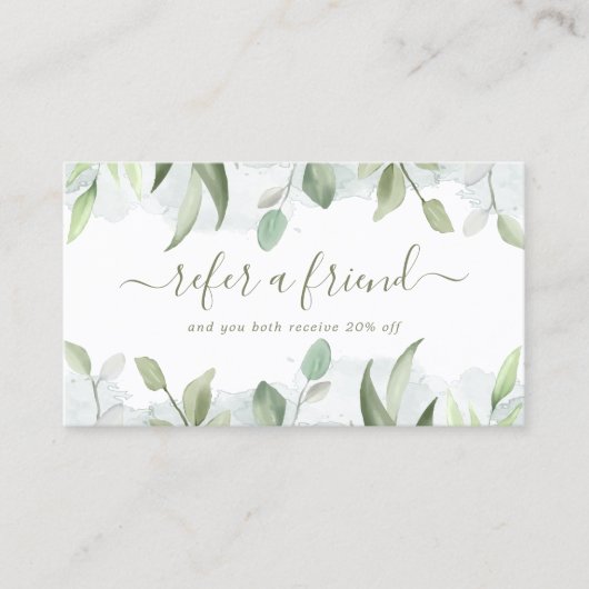 Elegante Rustikale Blätter Empfehlungskarte (Vorderseite)