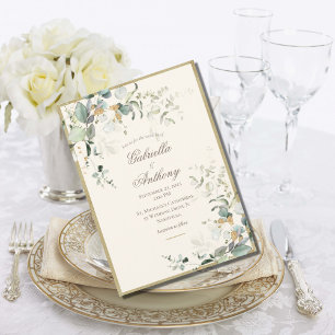 Elegante Rustikale Blätter Grüne Goldene Hochzeit Einladung