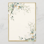 Elegante Rustikale Blätter Grüne Goldene Hochzeit Einladung (Rückseite)