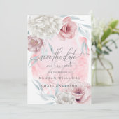 Elegante Rustikale Blume Dusty Rose Elfenbeinküste Einladung (Stehend Vorderseite)