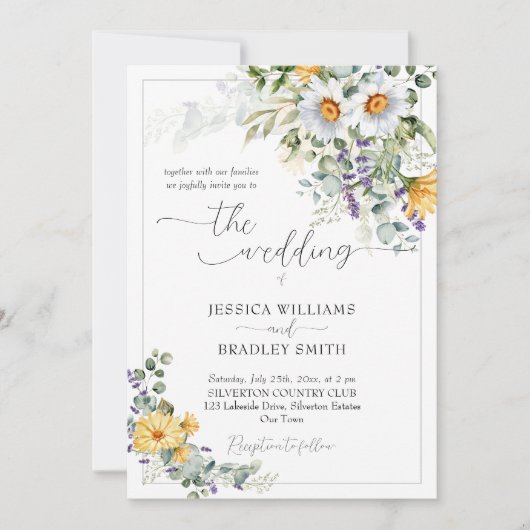 Elegante rustikale Blume Eukalyptus Einladung (Vorderseite)