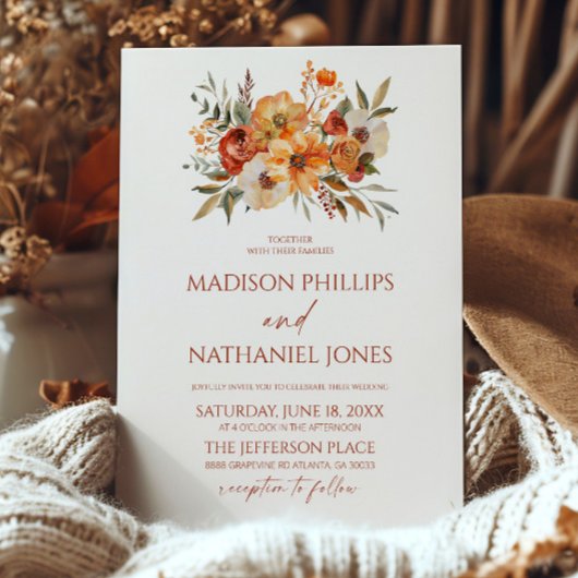 Elegante rustikale Blume Herbsthochzeit Einladung