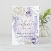 Elegante rustikale Blume Lilac Ivory Einladung (Stehend Vorderseite)