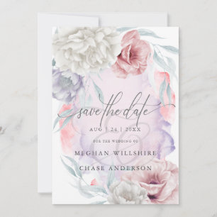 Elegante rustikale Blumen Dusty Rose Flieder Einla Einladung