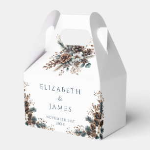 Elegante Rustikale Blumen Tannenzapfen Wald Hochze Geschenkschachtel