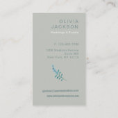 Elegante rustikale, blumengesäumte Grüne Visitenka Visitenkarte (Rückseite)